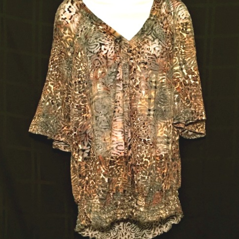 Animal Print Sheer Blouse
